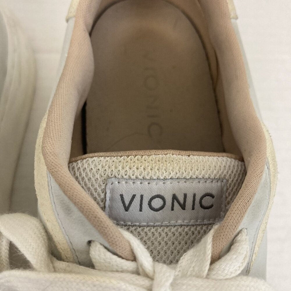 Vionic Elsa Shoes Womens Size 9 Light Gray Leather Comfort Sneakers Casual Low - Picture 5 of 16